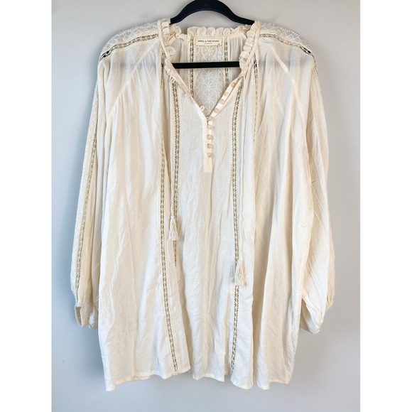 Spell & The Gypsy Loves Me Not Peasant Blouse XXL Cream Cottagecore Romantic - Picture 5 of 14